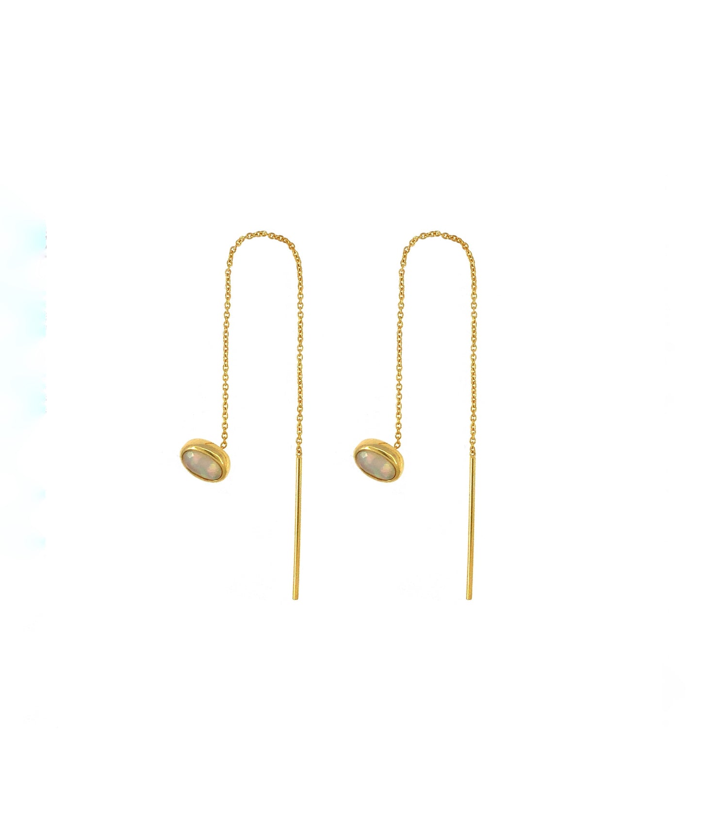 Gold Vermeil Opal Threader Earrings – 925 Sterling Silver