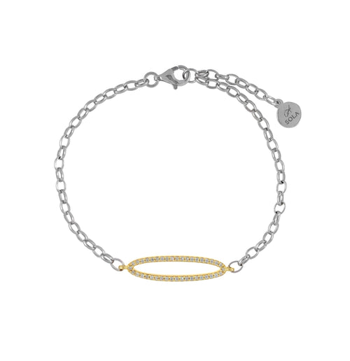 925 Sterling Silver Bracelet "CHAIN" with Gold Vermeil CZ Center