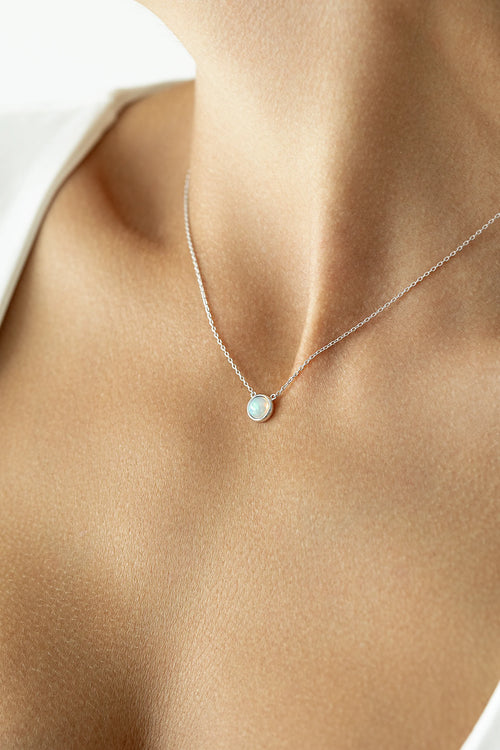Opal Necklace "BALANCE" – Rhodium-Plated 925 Sterling Silver