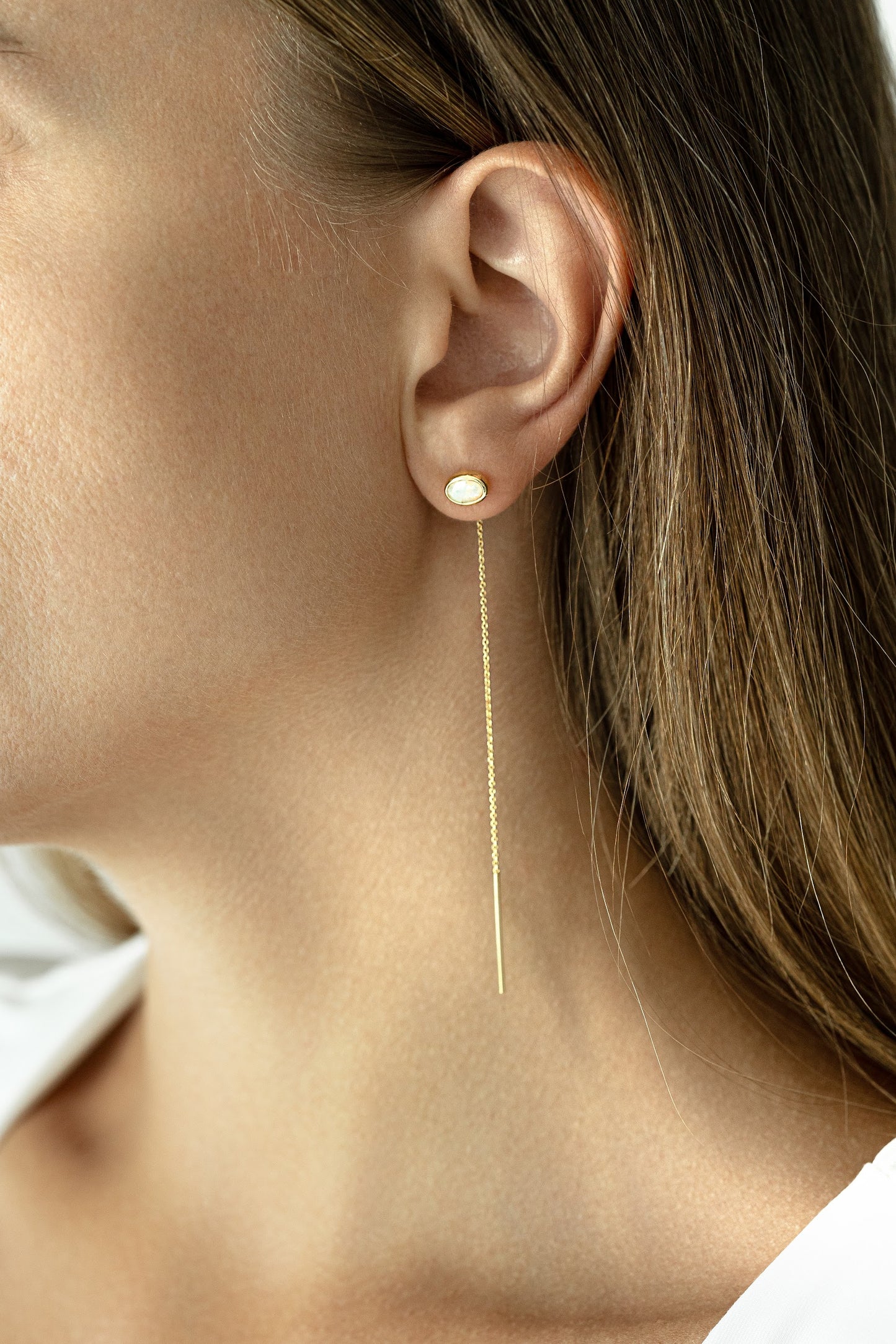 Gold Vermeil Opal Threader Earrings – 925 Sterling Silver