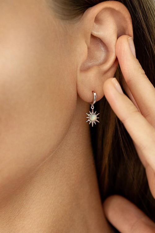 SUN Opal Earrings – Rhodium-Plated 925 Sterling Silver
