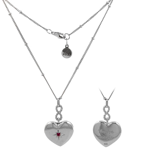 LOVE Heart Hinged Locket Necklace – 925 Sterling Silver, Rhodium Plated, “You’re Magic” Engraving