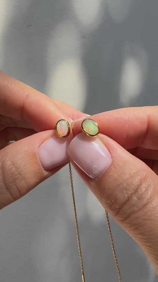 Gold Vermeil Opal Threader Earrings – 925 Sterling Silver